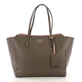 Gucci Swing Tote Leather Medium Brown 386891