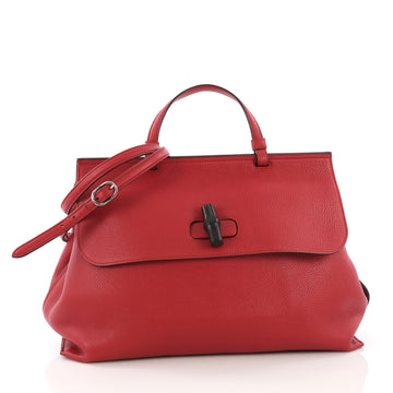Gucci Bamboo Daily Top Handle Bag Leather Large Red 386951