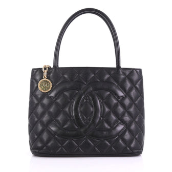 Chanel Medallion Tote Quilted Caviar Black 386991