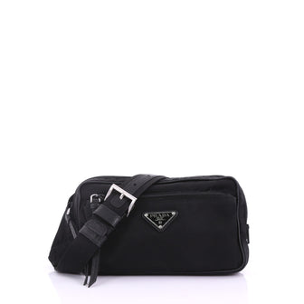 Prada Zip Waist Bag Tessuto Small Black 387031