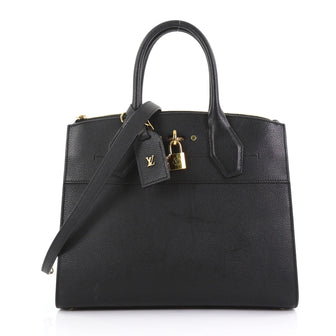 Louis Vuitton Model: City Steamer Handbag Leather MM  Black 38708/1