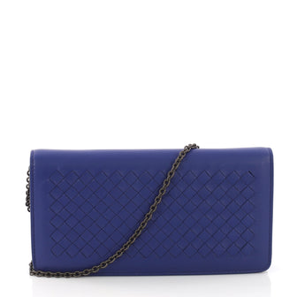 Bottega Veneta Wallet on Chain Intrecciato Nappa Blue 387121