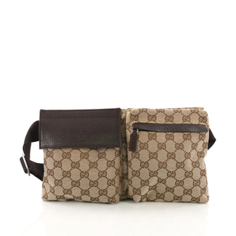 Gucci Vintage Double Belt Bag GG Canvas Neutral 3873212
