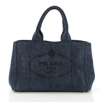 Prada Canapa Tote Denim Small Blue 3873213