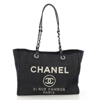 Chanel Deauville Chain Tote Denim Small Blue 387327