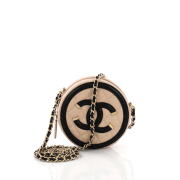 Chanel Filigree Round Clutch with Chain Quilted Caviar Mini Pink 387401