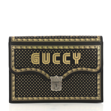 Gucci Key Lock Flap Portfolio Limited Edition Printed Leather