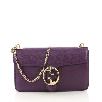 Gucci 1973 Flap Shoulder Bag Leather Medium Purple 387466