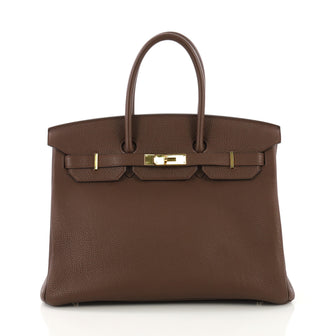 Hermes Birkin Handbag Brown Togo with Gold Hardware 35 387494