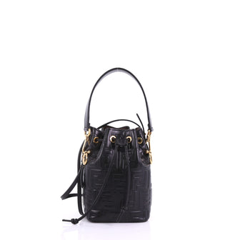 Fendi Mon Tresor Bucket Bag Zucca Embossed Leather Mini 387511