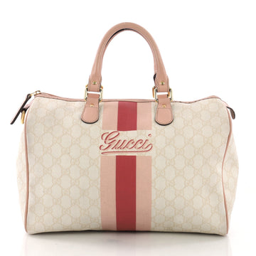Gucci Script Web Boston Bag GG Coated Canvas Medium