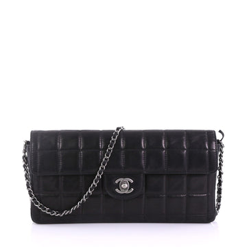 Chanel Chocolate Bar Flap Bag Quilted Lambskin East West Black 3877201