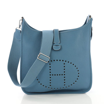 Hermes Evelyne Crossbody Gen III Clemence GM Blue 387882