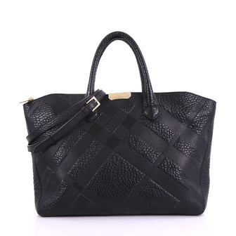 Burberry Dewsbury Convertible Tote Check Embossed Leather 387991