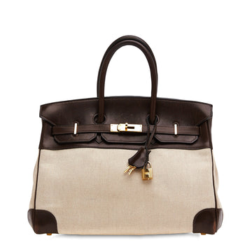 Birkin Handbag Canvas and Leather 35