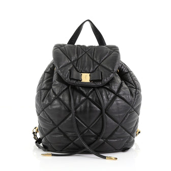 Salvatore Ferragamo Giuliette Backpack Quilted Leather Black 388102