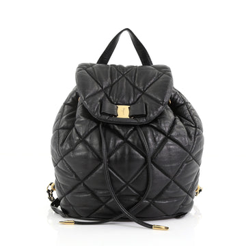 Salvatore Ferragamo Giuliette Backpack Quilted Leather Black 388102