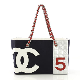 Chanel No. 5 Tote Canvas and Leather Small Blue 388104