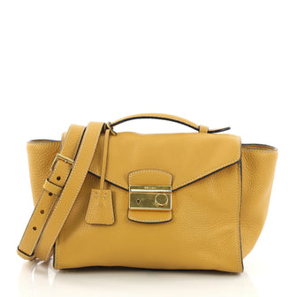 Prada Twin Pocket Satchel Vitello Daino Medium Yellow 388109