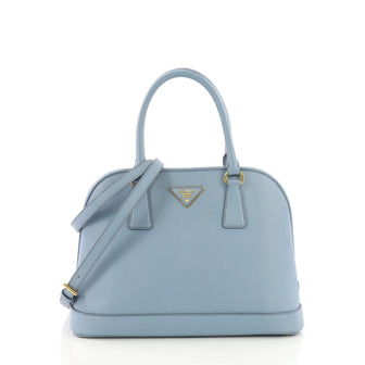 Prada Open Promenade Handbag Saffiano Leather Medium Blue 388181