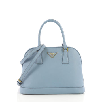 Prada Open Promenade Handbag Saffiano Leather Medium Blue 388181