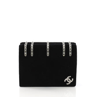 Chanel Diamante Clutch Strass Embellished Velvet Black 388344