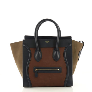 Celine Tricolor Luggage Handbag Nubuck Mini Red 3884701