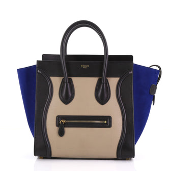 Celine Tricolor Luggage Handbag Leather Mini Black 3884705