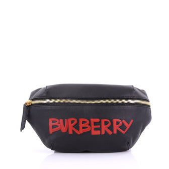 Burberry Bum Bag Printed Leather Medium Black 388551