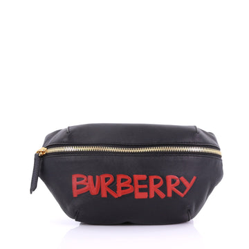 Burberry Bum Bag Printed Leather Medium Black 388551