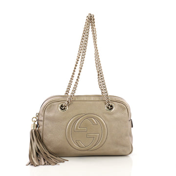 Gucci Soho Chain Zipped Shoulder Bag Leather Small Gold
