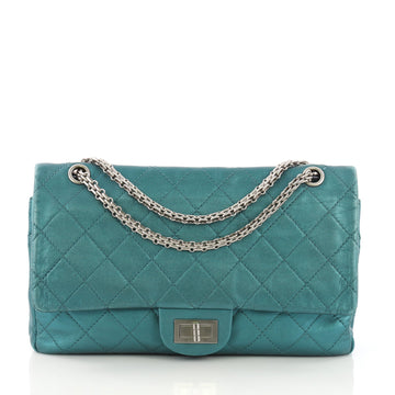 Chanel Model: Reissue 2.55 Handbag Quilted Metallic Aged Calfskin 227  Blue 38901/1
