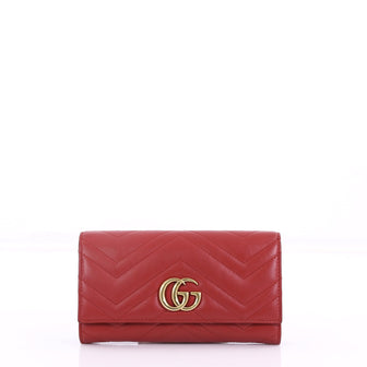 Gucci GG Marmont Continental Wallet Matelasse Leather Red 389052