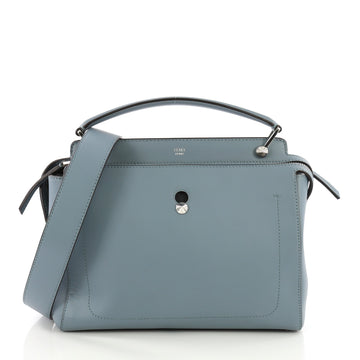 Fendi DotCom Convertible Satchel Leather Medium Blue 389054