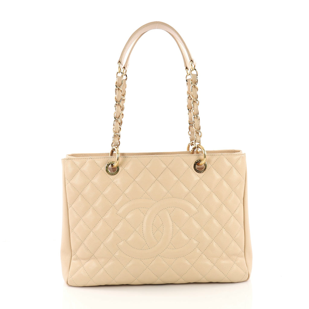 Chanel Grand Shopping Tote Quilted Caviar Neutral 389059