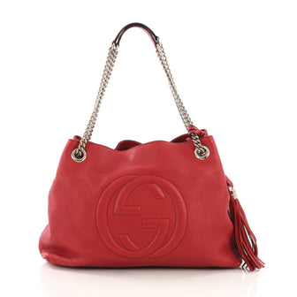 Gucci Soho Chain Strap Shoulder Bag Leather Medium Red 389081