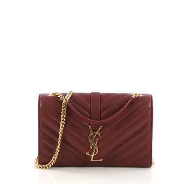 Saint Laurent Classic Monogram Envelope Satchel Matelasse Red 389083
