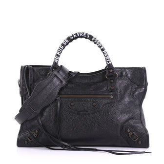  Balenciaga Model: City Address Graffiti Classic Studs Handbag Leather Medium Black 38921/1
