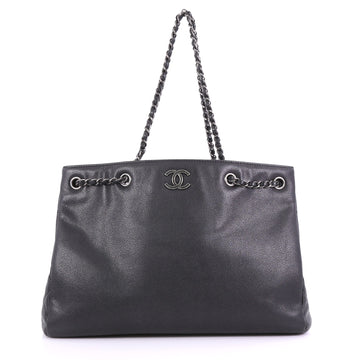 Chanel Woven Chain Shopping Tote Caviar Medium Black 389251
