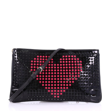 Christian Louboutin Loubiposh Clutch Spiked Leather Black 389451