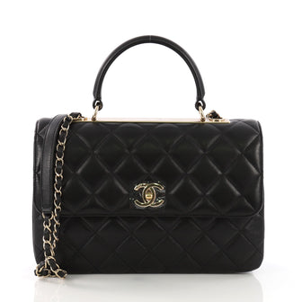Chanel Trendy CC Top Handle Bag Quilted Lambskin Medium Black 389491