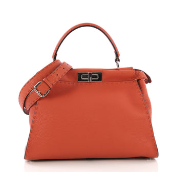  Fendi Selleria Peekaboo Handbag Leather Regular Orange 389541