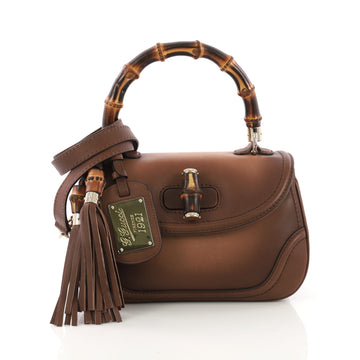 Gucci New Bamboo 1921 Top Handle Bag Leather Medium Brown 389552