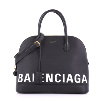 Balenciaga Ville Logo Bag Leather Medium Black 389571