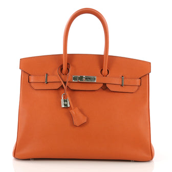 Hermes Birkin Handbag Orange Epsom with Palladium Hardware 389591