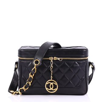 Chanel Vintage CC Charm Camera Bag Quilted Lambskin Small Black 3896112
