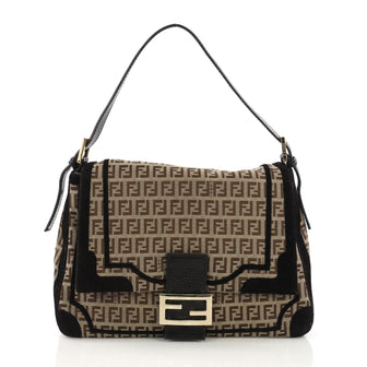 Fendi Mama Forever Handbag Zucchino Canvas with Velvet 3896113