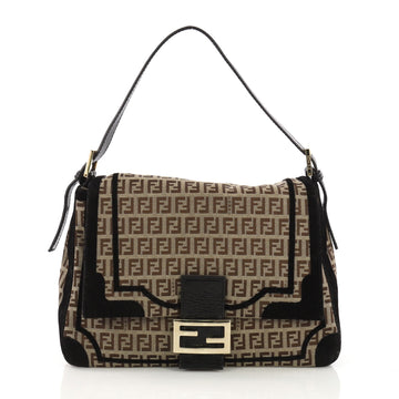 Fendi Mama Forever Handbag Zucchino Canvas with Velvet 3896113