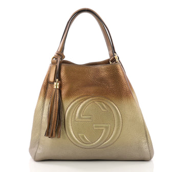 Gucci Soho Shoulder Bag Ombre Leather Medium Gold 389615