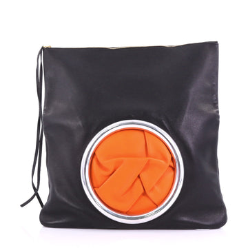 Celine Eyelet Clutch Leather Black 389618